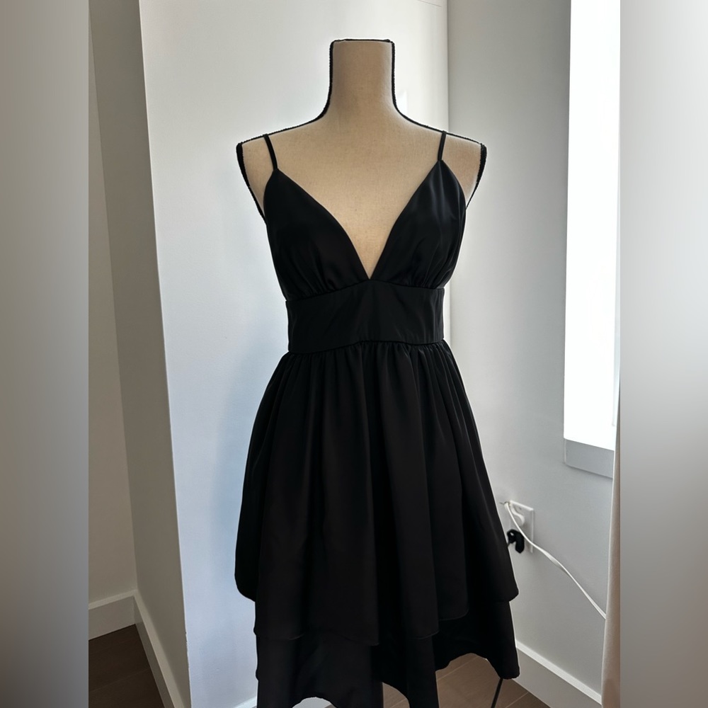 Black Satin Mini Dress